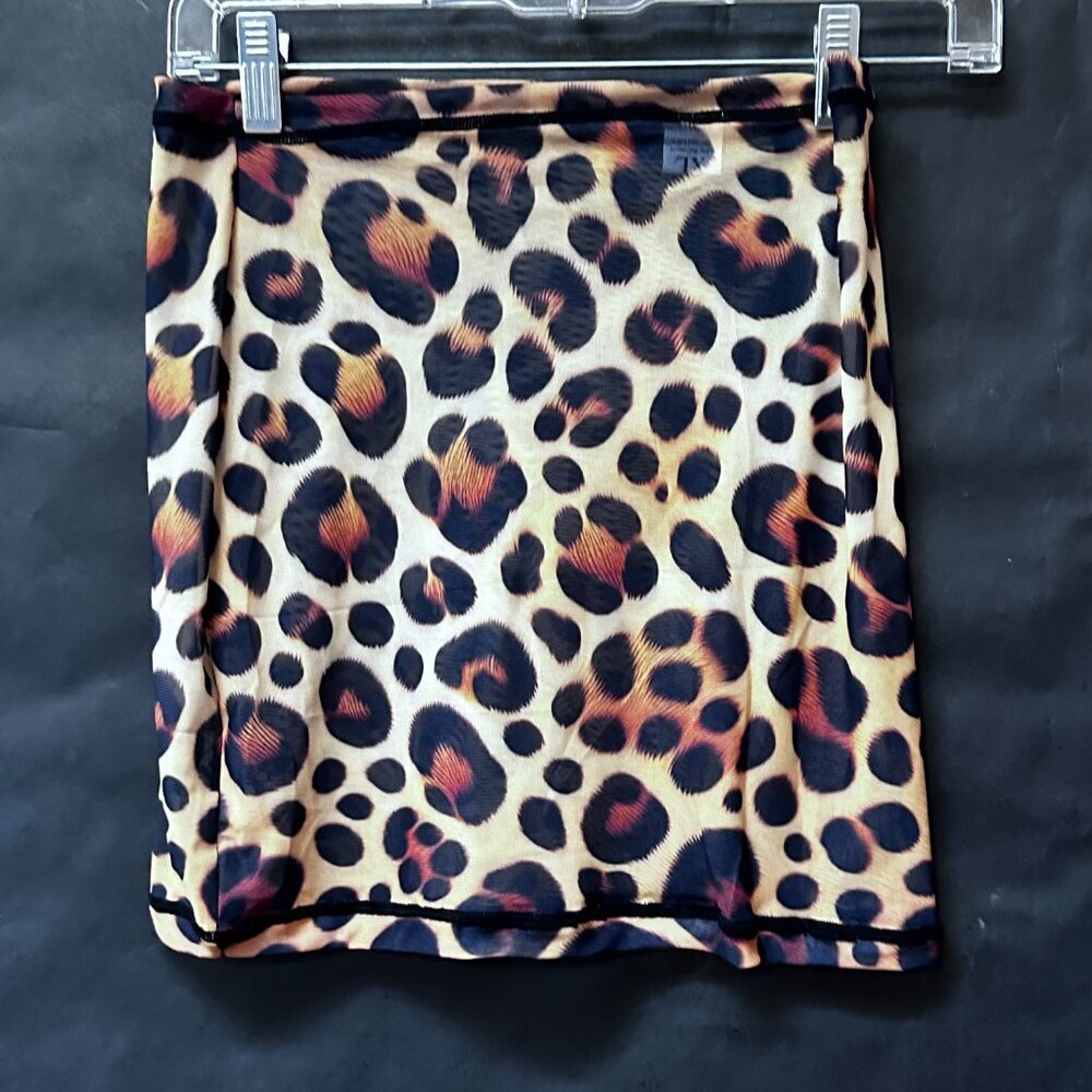 Leopard Print Sheer Sexy Micro Mini Skirt Size XL NWT Couture Cheetah Skin